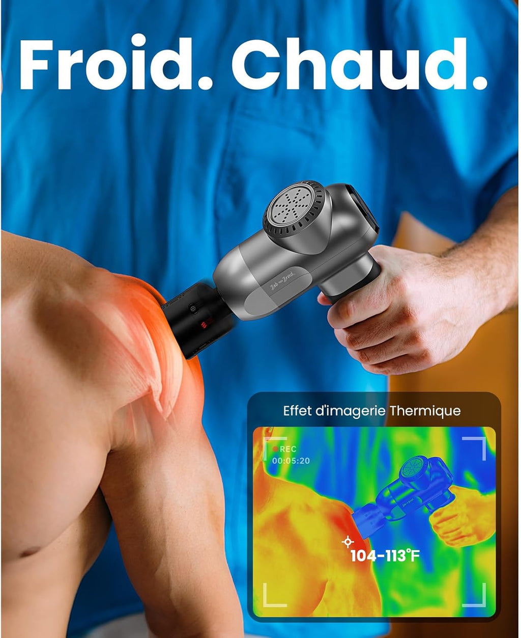 Pistolet De Massage Avec Thérapie Par Le Chaud Et Le Froid,  C2 Pro Masseur De Tissus Profonds Avec Chaleur,Pour Le Gymnase, La Maison, La Récupération, Le Soulagement De La Douleur